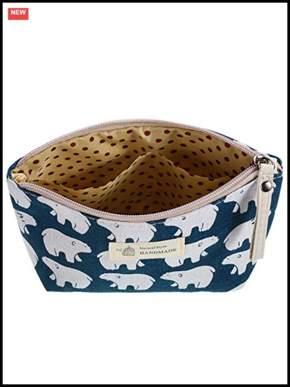 Set of 4 Canvas Makeup Bags Cosmetic Pouch with Zipper for Purse Travel